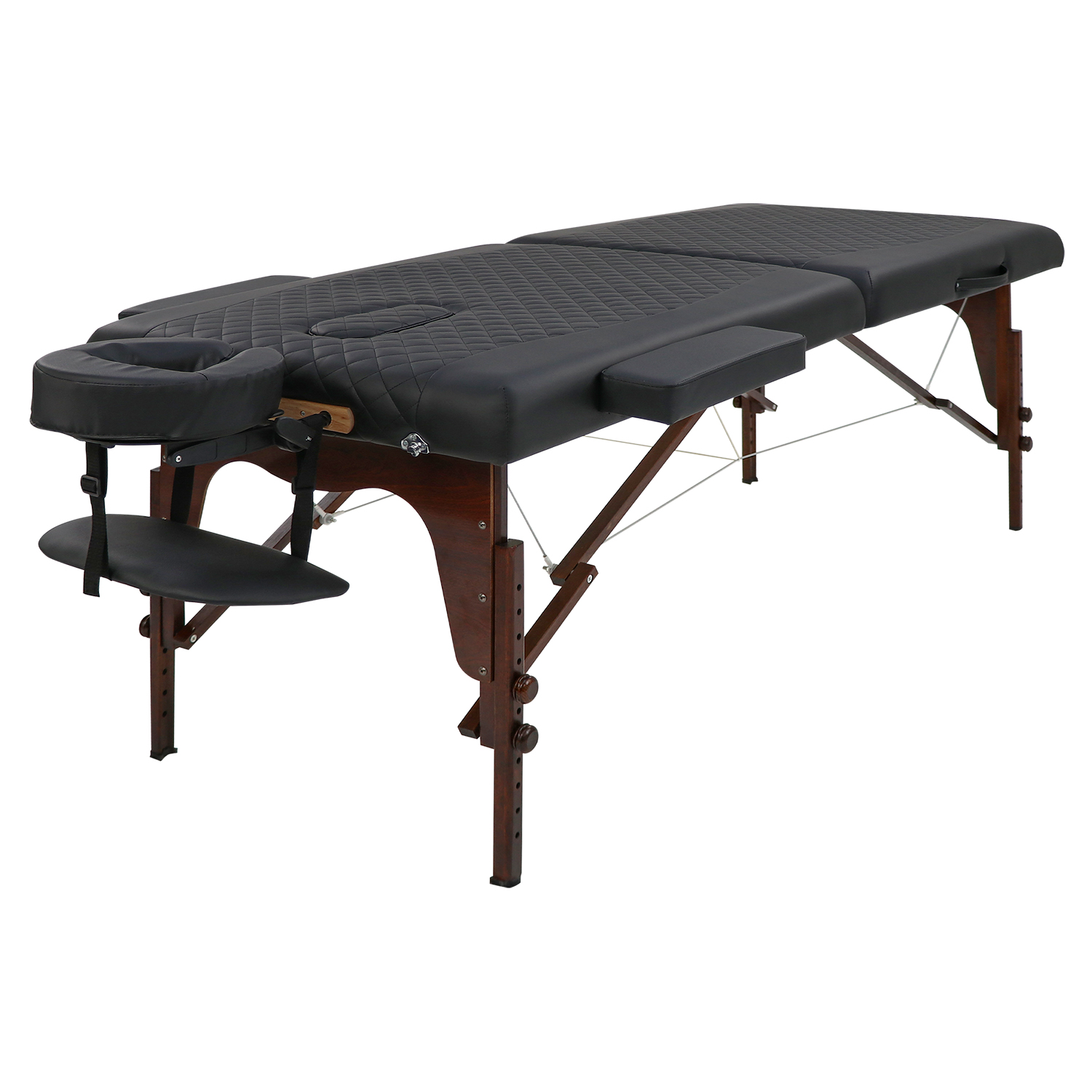 Black Diamond Massage Bed with Dark Wood Frame