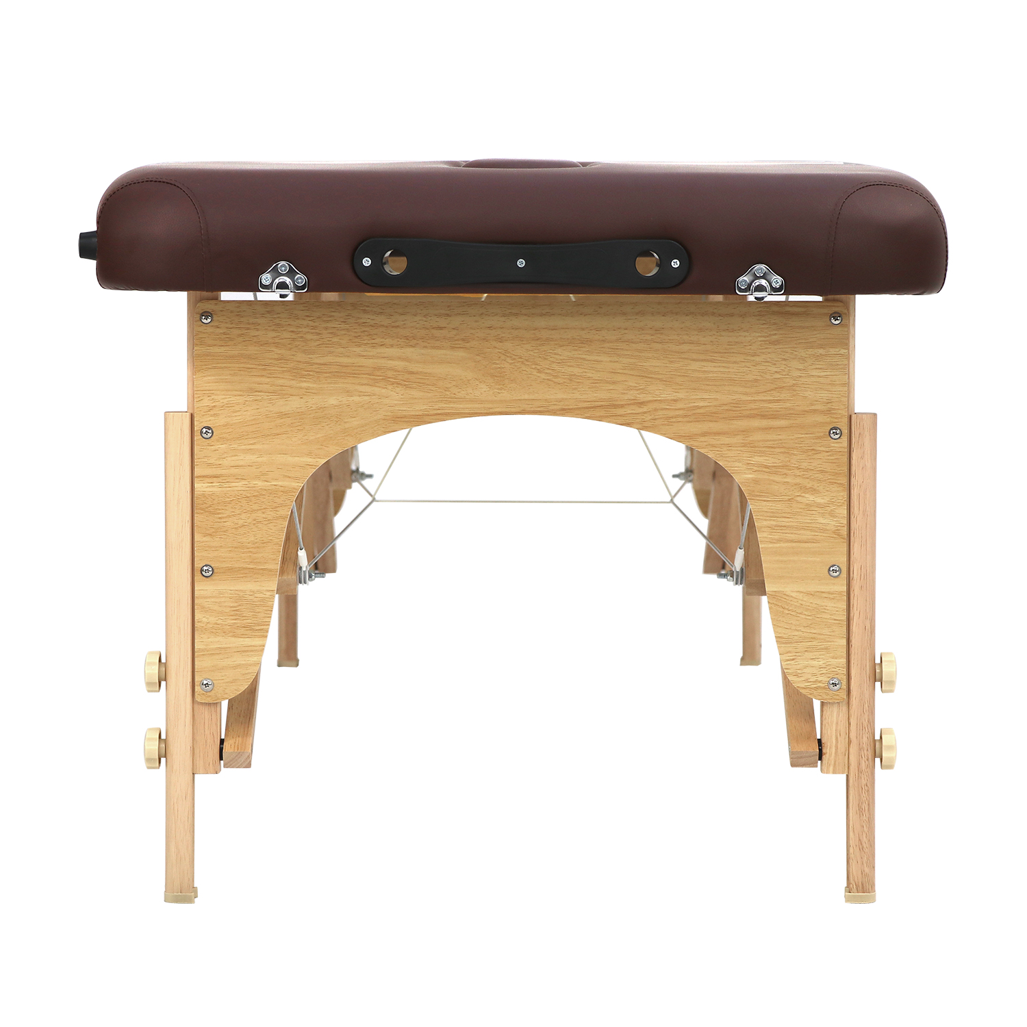Brown Flat Massage Bed with Light Wood Frame view 3