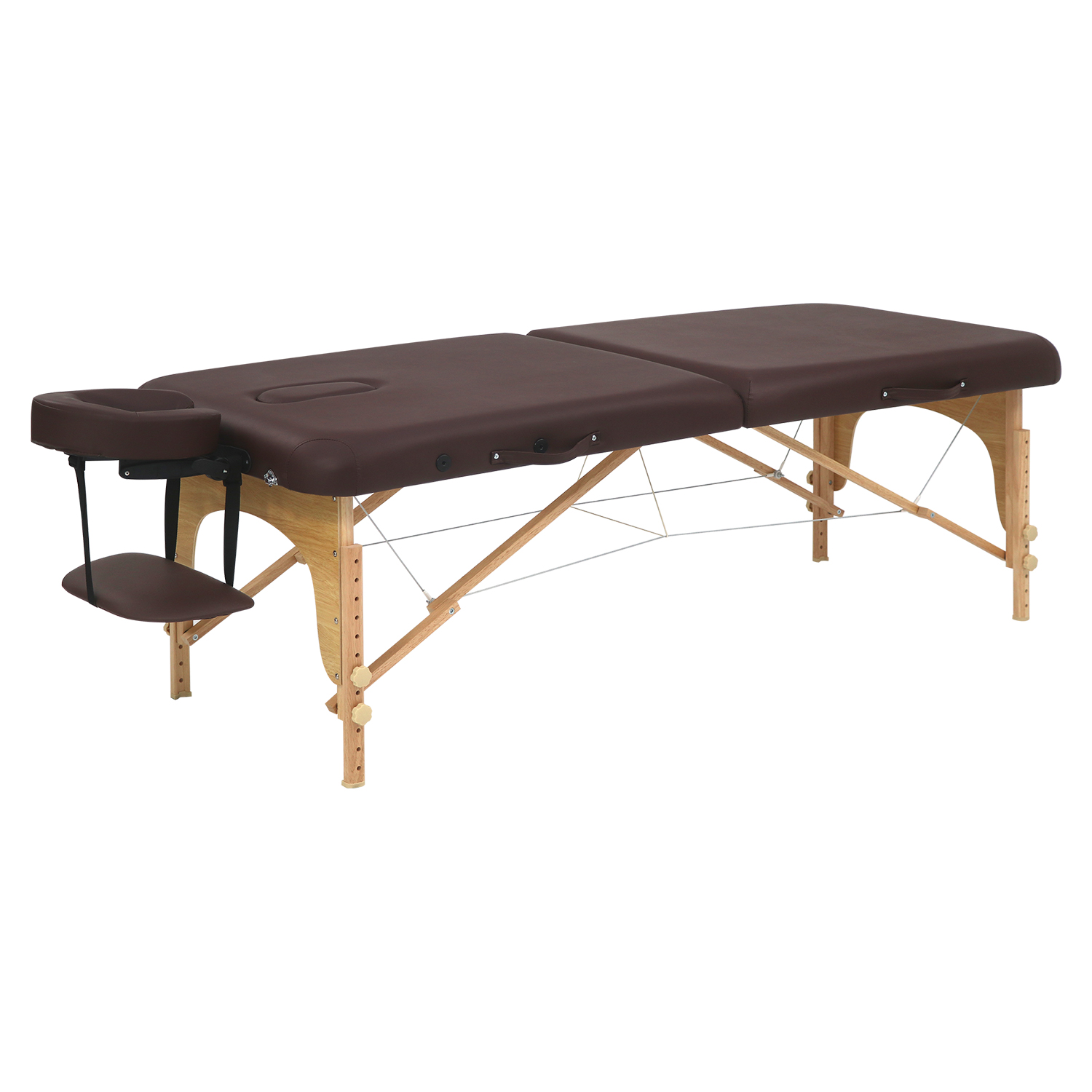 Brown Flat Massage Bed with Light Wood Frame view 4