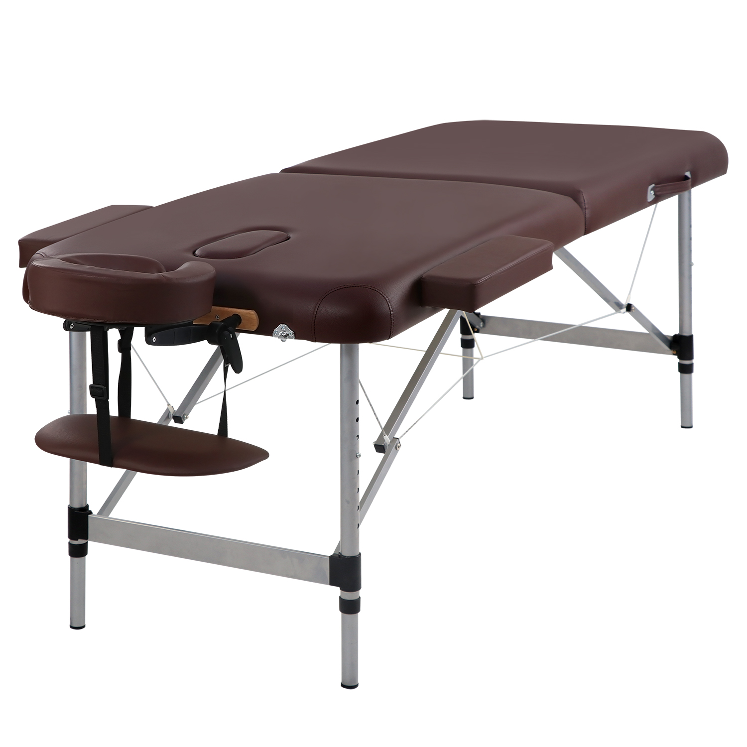 Brown Flat Massage Bed with Metal Legs