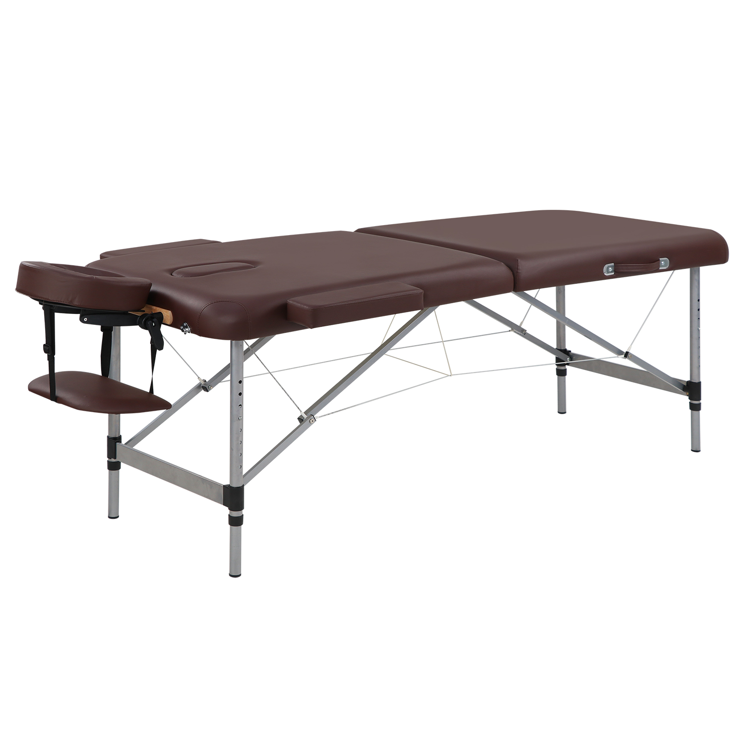 Brown Flat Massage Bed with Metal Legs view 4