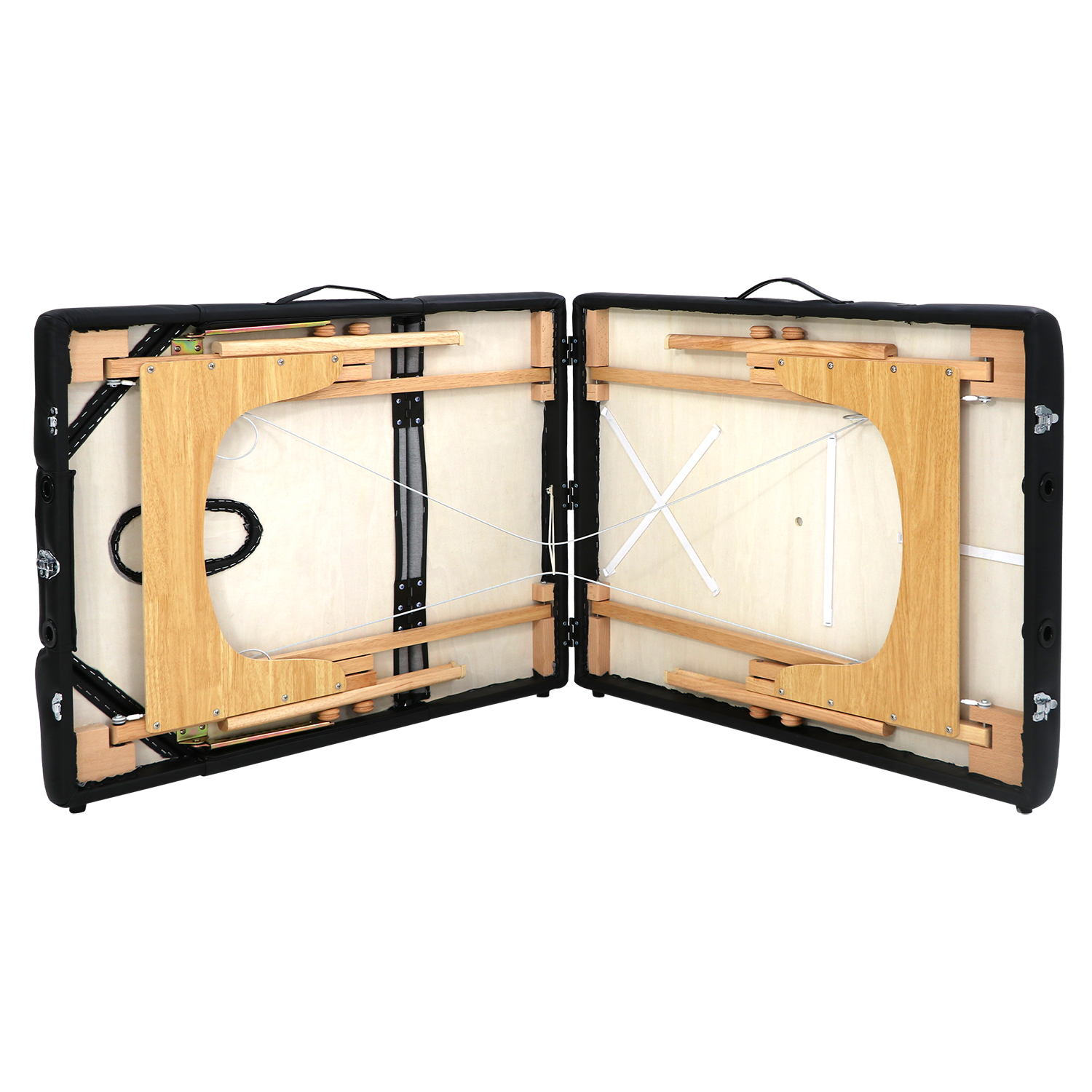 Black 3-Section Massage Bed with Wood Frame view 2