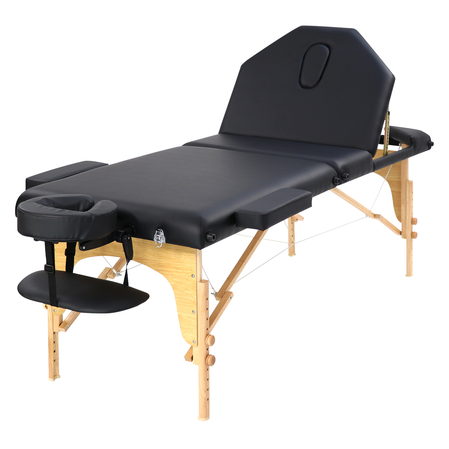 Black 3-Section Massage Bed with Wood Frame view 4