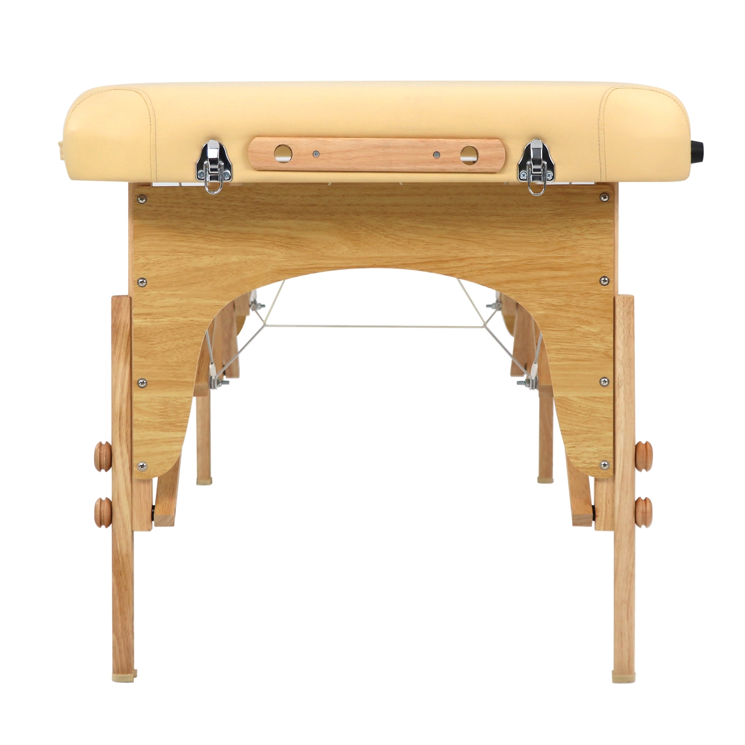 Beige 3-Section Massage Bed with Wood Frame view 2