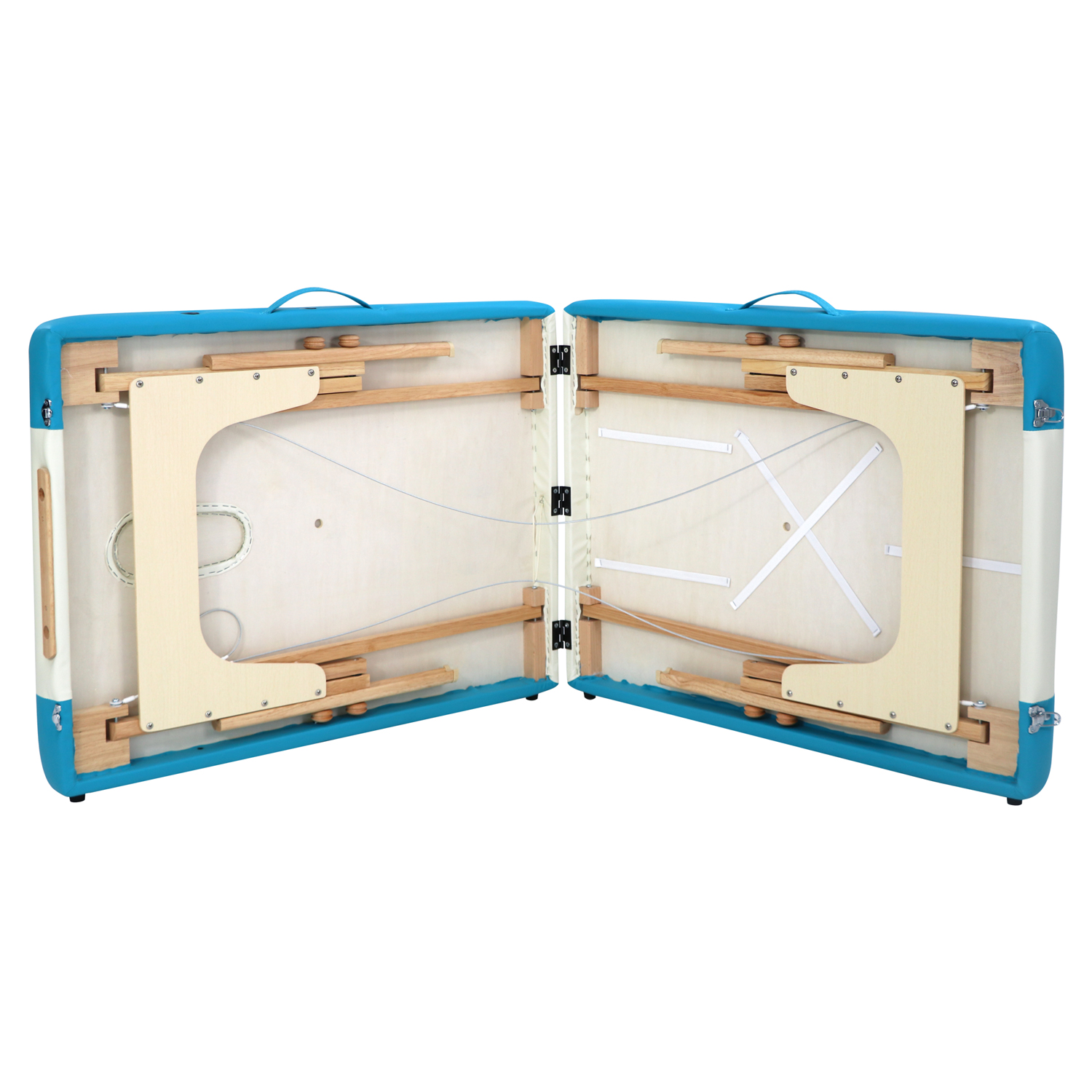 Blue and White Massage Bed with Wood Frame view 4