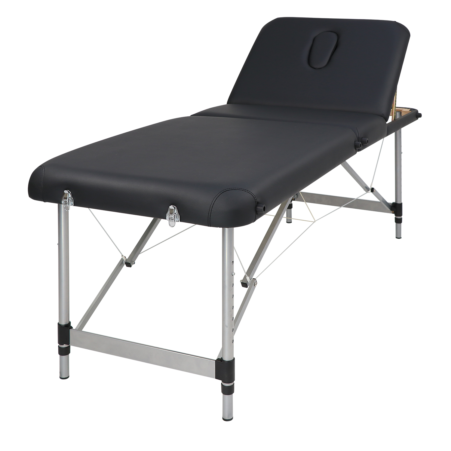Black 3-Section Massage Bed with Metal Legs view 2